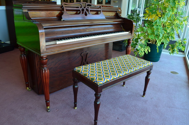 1950 Mason & Hamlin console piano, flame mahogany - Upright - Console Pianos